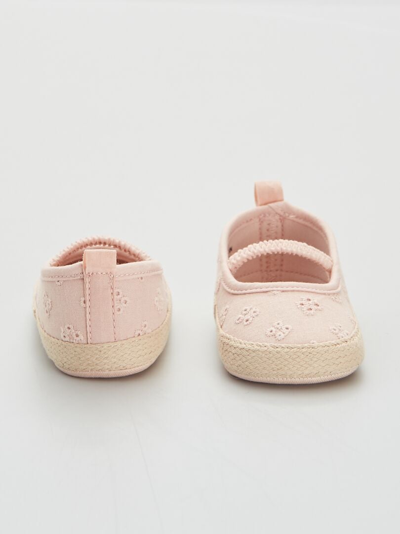 Alpargatas con bordado inglés ROSA - Kiabi