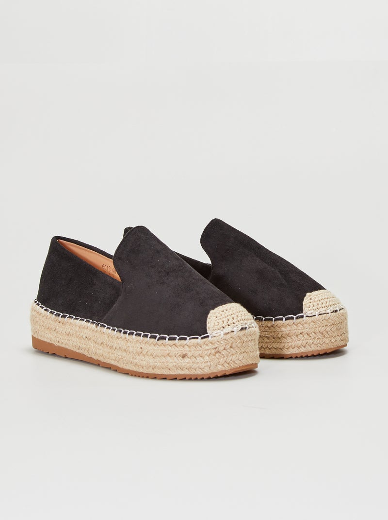 Alpargatas con cuña de antelina NEGRO - Kiabi