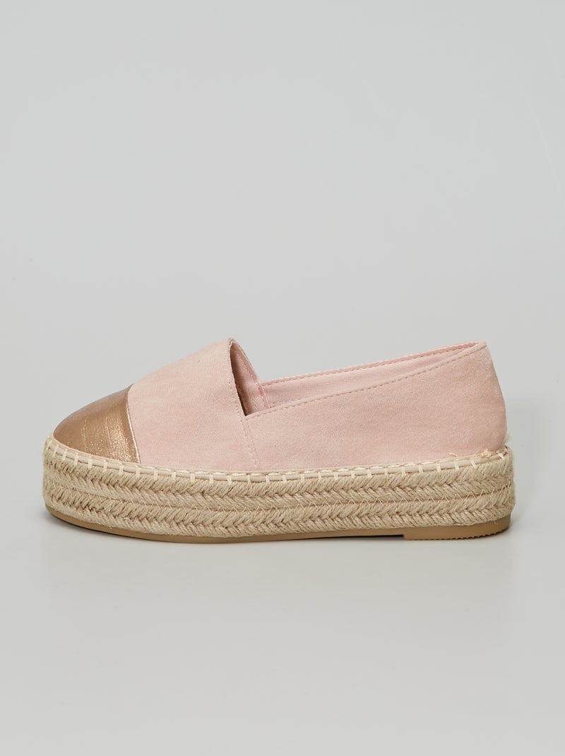 Alpargatas con cuña de tejido con brillos rosa - Kiabi