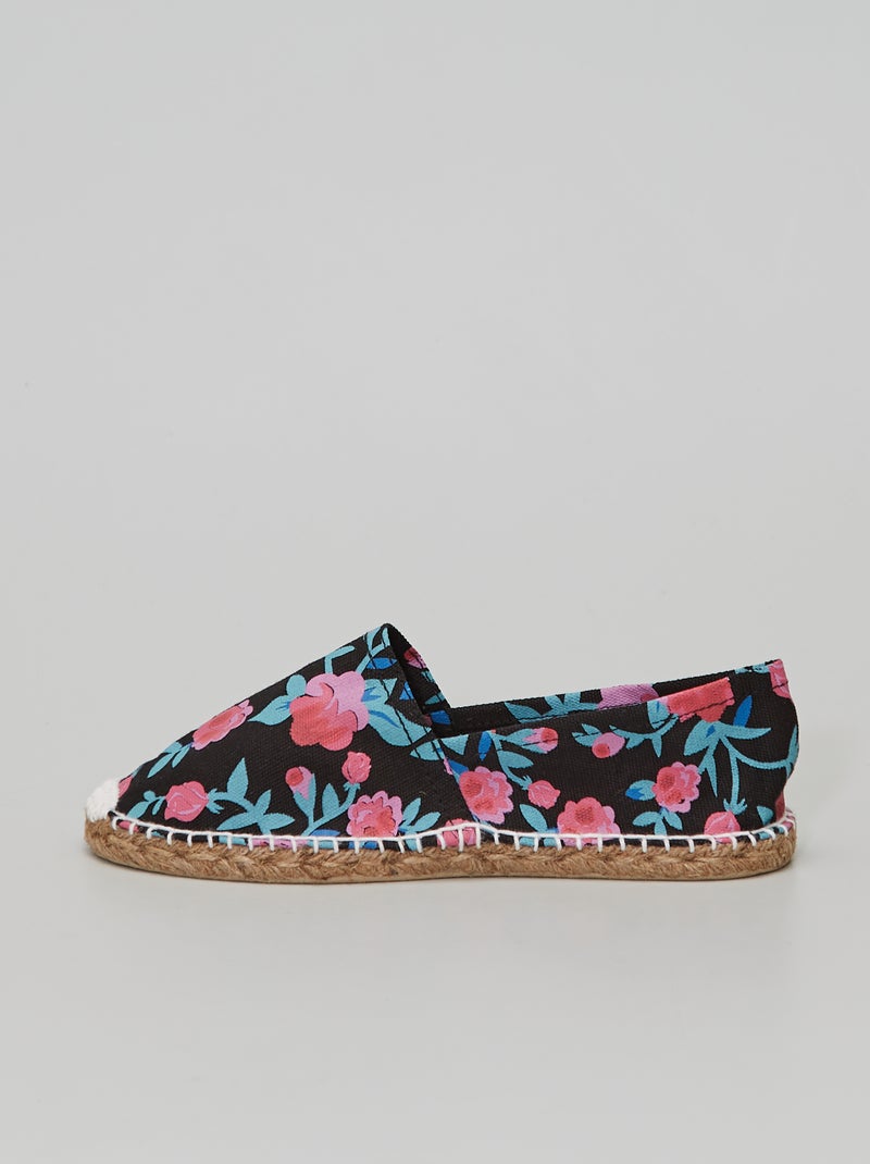 Alpargatas con estampado 'flores' NEGRO - Kiabi