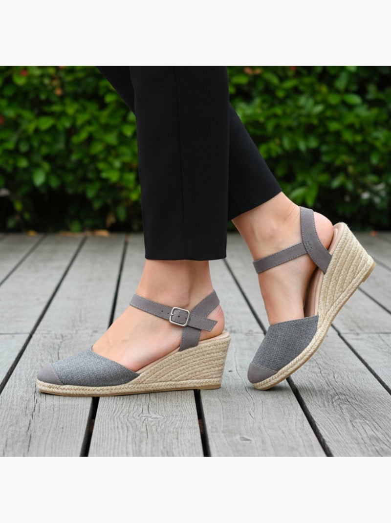 Alpargatas con tacón de 6 cm, ultracómoda, suela con memoria de forma  Isotoner Gris gris - Kiabi