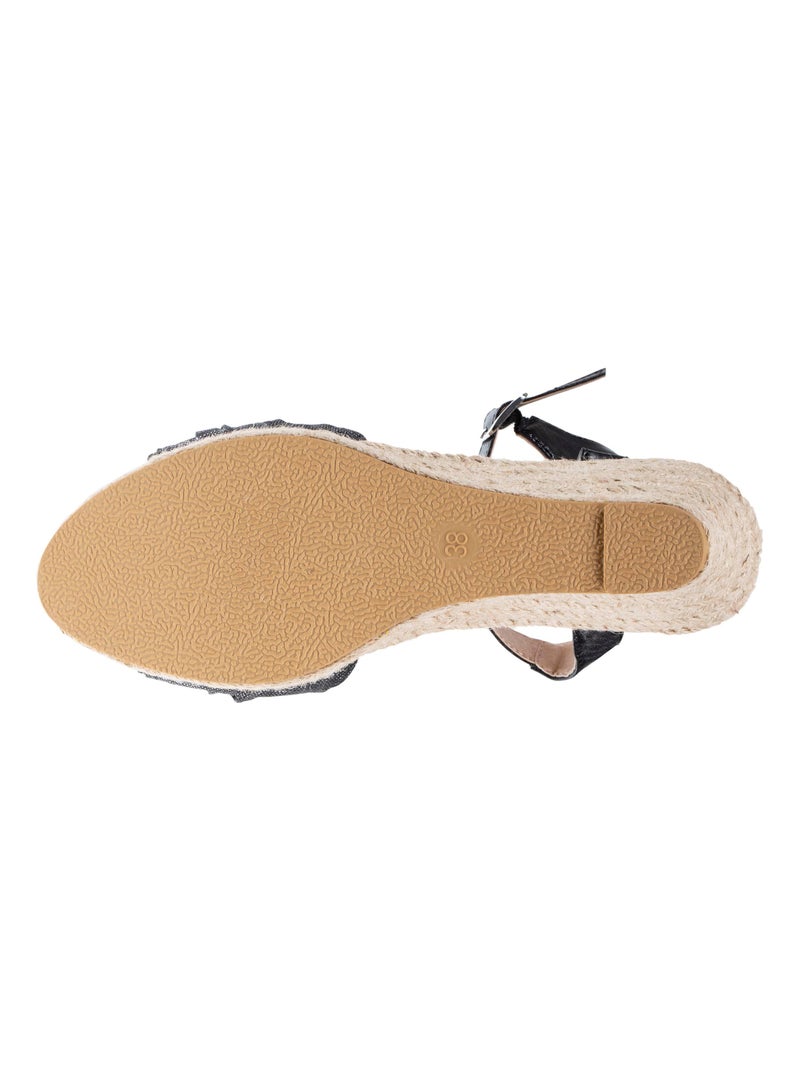 Alpargatas con tacón de 6 cm y Puntera abierta con detalle de lazo  Isotoner Negro - Kiabi