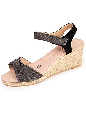 Alpargatas con tacón de 6 cm y Puntera abierta con detalle de lazo Isotoner