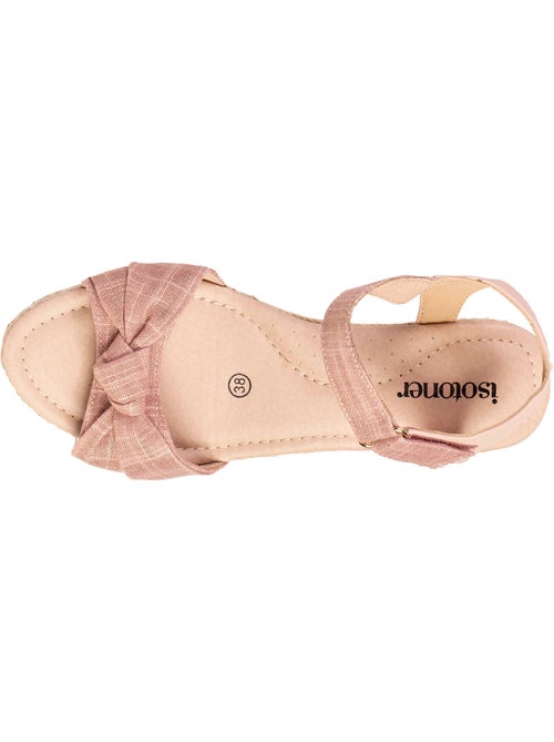 Alpargatas con tacón de 6 cm y Puntera abierta con detalle de lazo  Isotoner - Kiabi