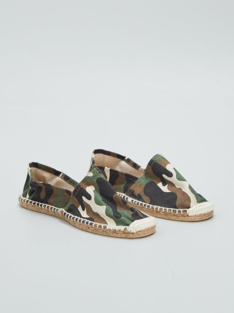 Alpargatas de esparto con estampado de camuflaje BEIGE - Kiabi