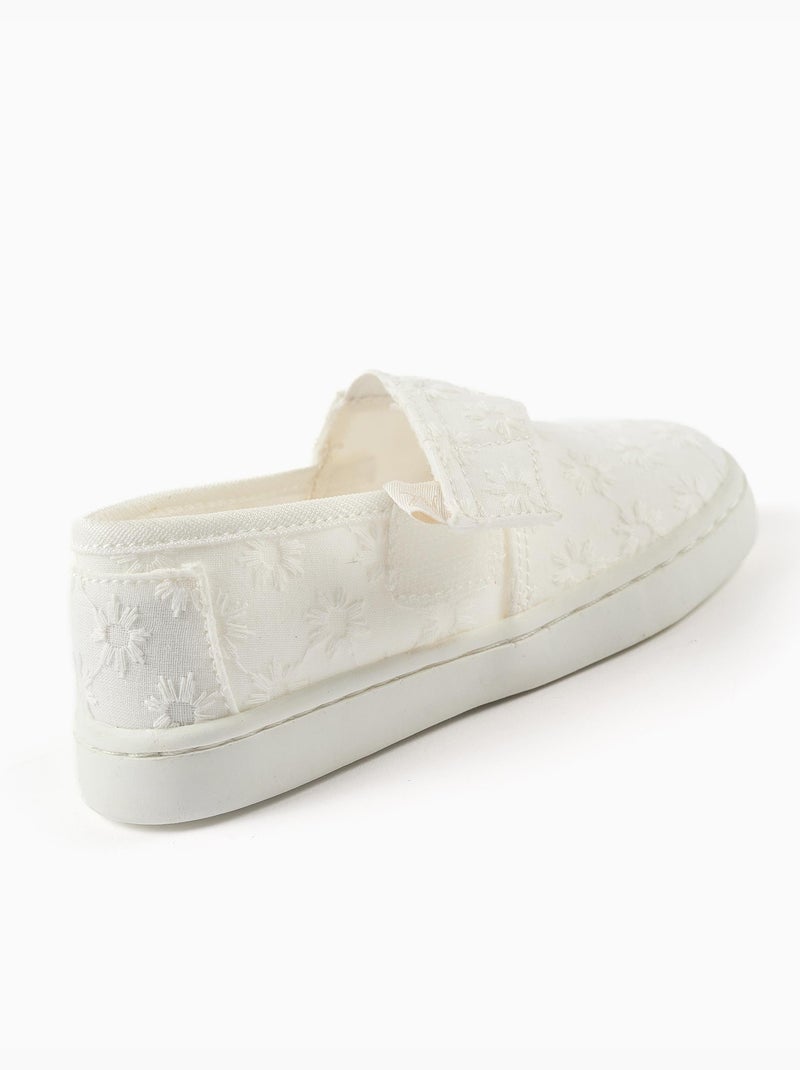 Alpargatas de lino con bordado floral Blanco - Kiabi