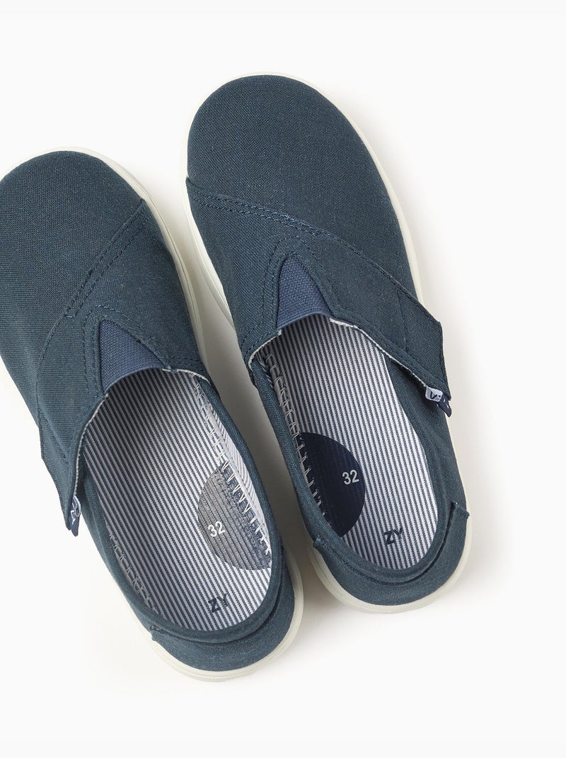Alpargatas de lino con tira autoadherente Azul oscuro - Kiabi