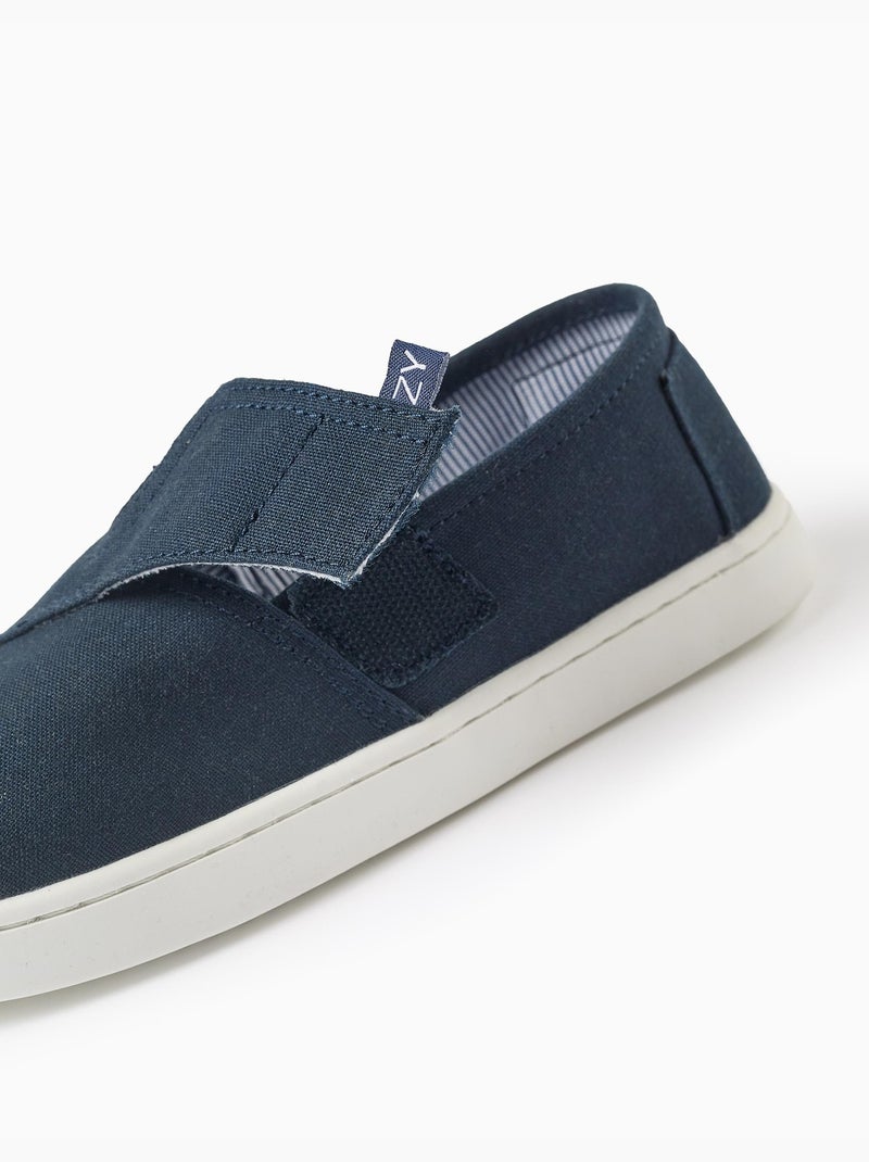 Alpargatas de lino con tira autoadherente Azul oscuro - Kiabi