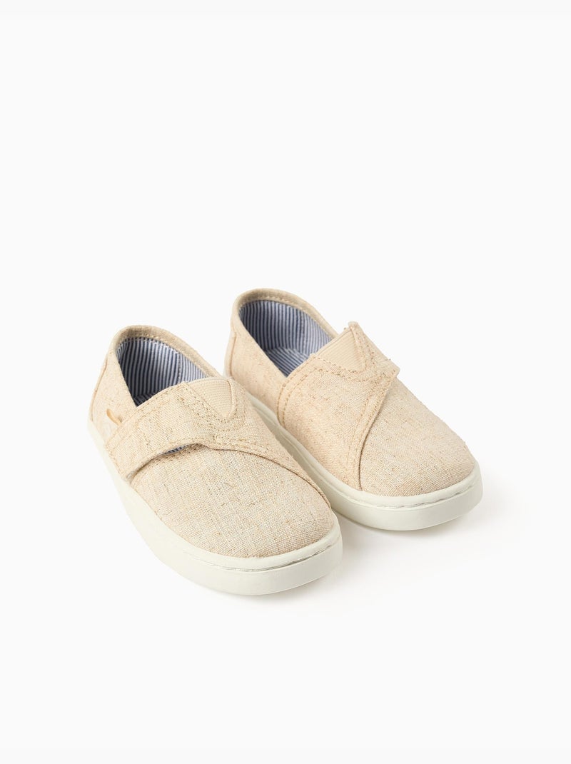 Alpargatas de lino con tira autoadherente Beige - Kiabi