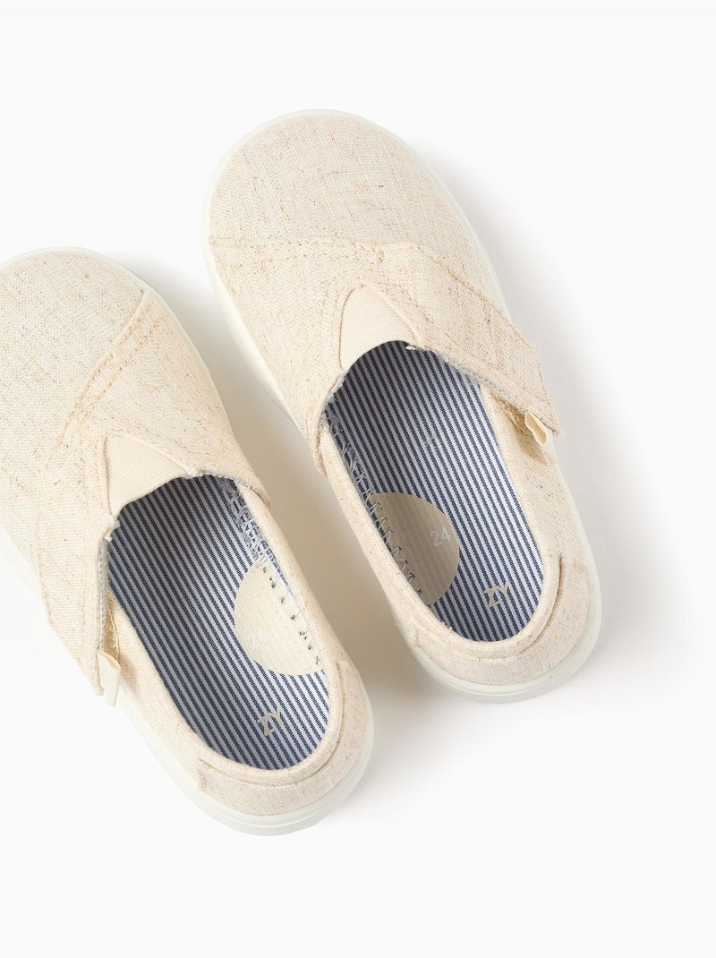 Alpargatas de lino con tira autoadherente Beige - Kiabi