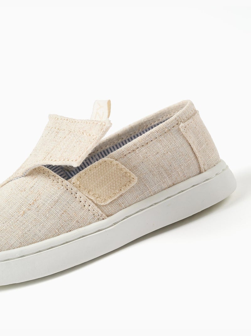 Alpargatas de lino con tira autoadherente Beige - Kiabi