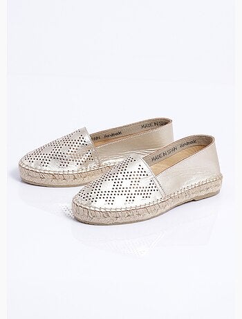 Alpargatas planas de piel perforada con suela de cuerda - Afibel