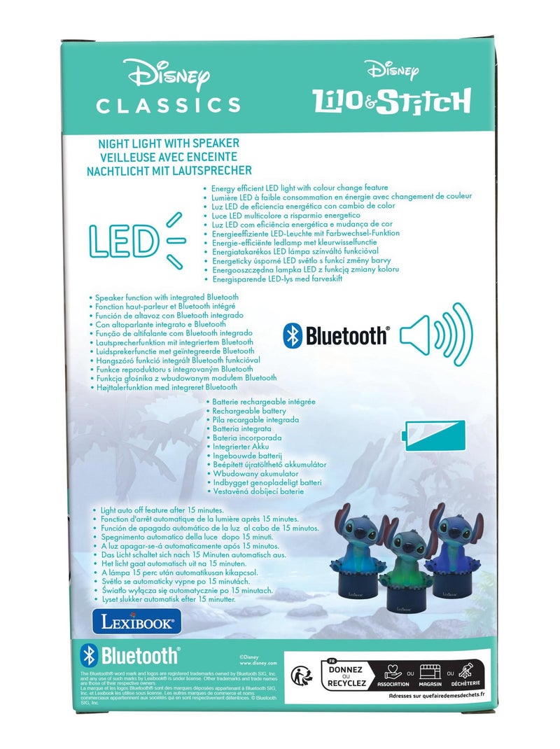 Altavoz bluetooth con luz nocturna Stitch Azul - Kiabi