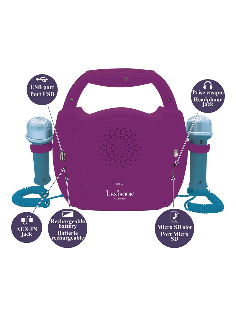 Altavoz Bluetooth luminoso con micrófono y batería recargable Disney Frozen Violeta - Kiabi