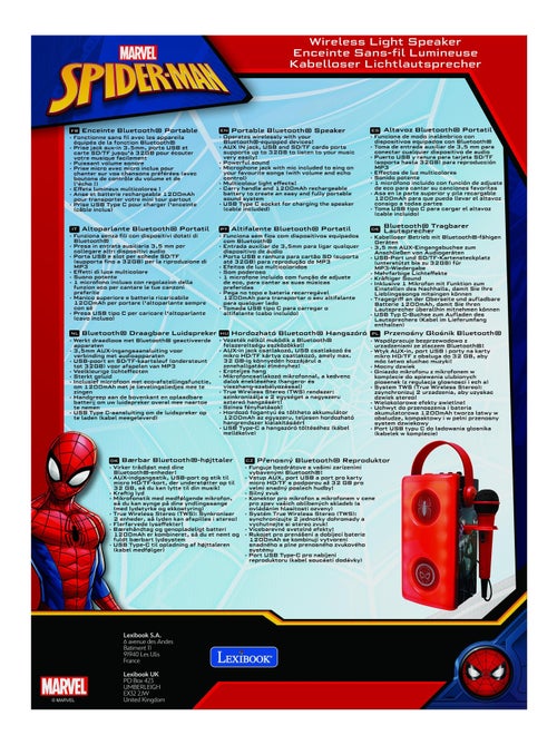 Altavoz Bluetooth® luminoso SpiderMan con micrófono - Kiabi