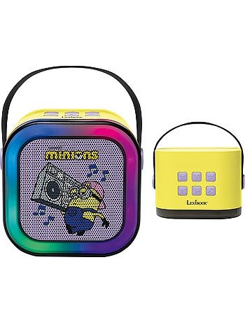 Altavoz de karaoke puertoátil minions con un micrófono inalámbrico