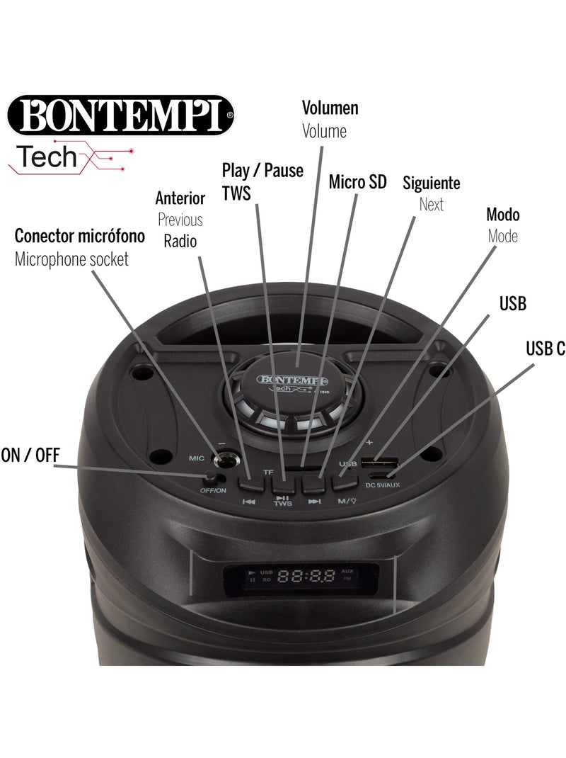 Altavoz inalámbrico 160w con micrófono y luces bontempi N/D - Kiabi
