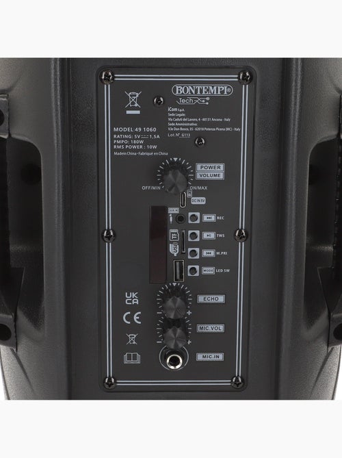 Altavoz inalámbrico 180w con karaoke y 1 micrófono bontempi - Kiabi