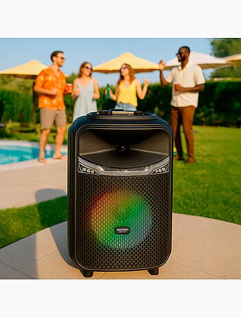 Altavoz inalámbrico 220w maleta con karaoke y 2 micrófonos 27x25x40 cm bontempi