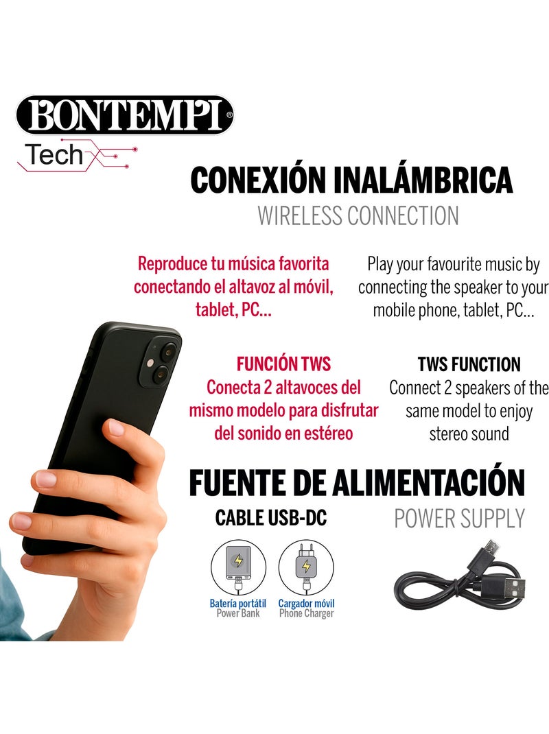 Altavoz inalámbrico 220w maleta con karaoke y 2 micrófonos 27x25x40 cm bontempi N/D - Kiabi