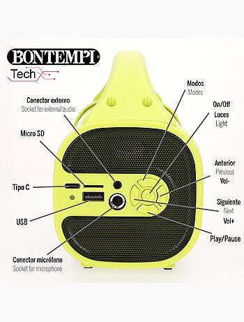 Altavoz inalámbrico 80w con karaoke y micrófono bontempi