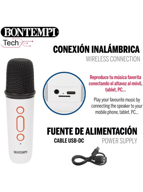 Altavoz mini inalámbrico 80w con micrófono y luces bontempi - Kiabi