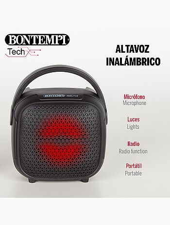 Altavoz mini inalámbrico con micrófono y luces rgb bontempi