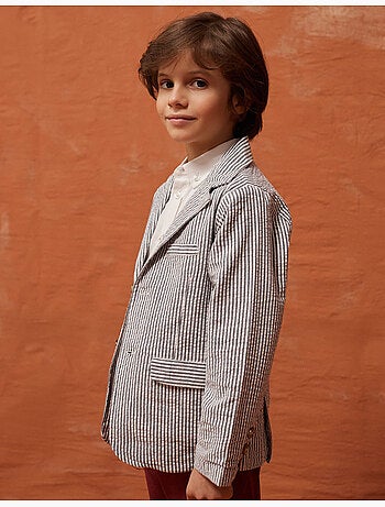 Americana a rayas con bolsillos con solapa