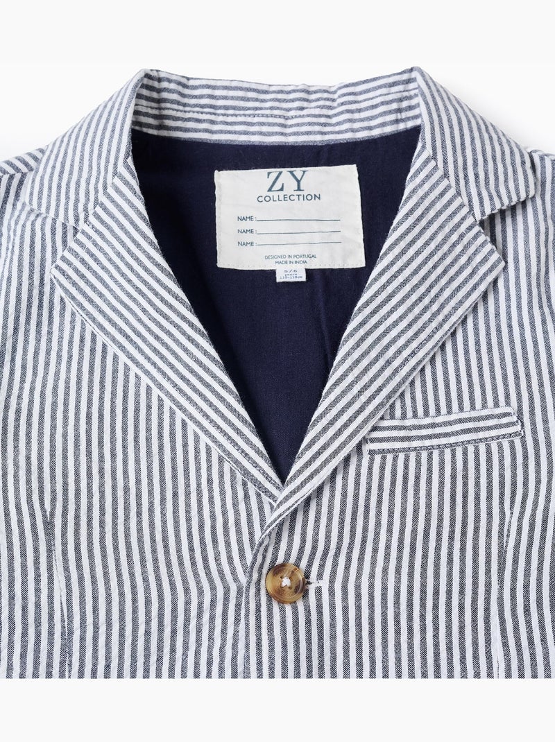Americana a rayas con bolsillos con solapa Azul oscuro - Kiabi