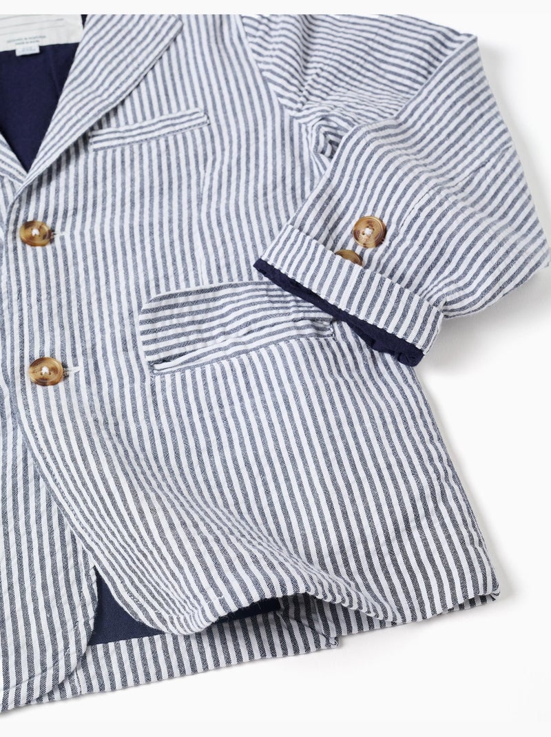 Americana a rayas con bolsillos con solapa Azul oscuro - Kiabi