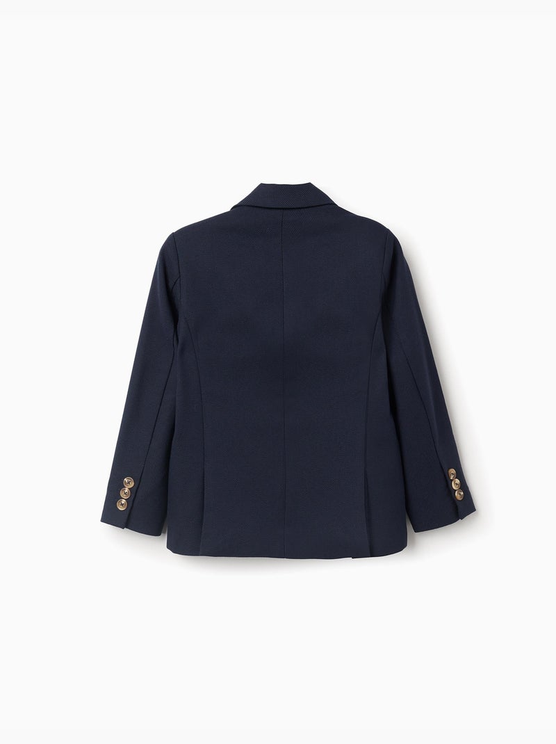 Americana de piqué con bolsillos con solapa Azul oscuro - Kiabi