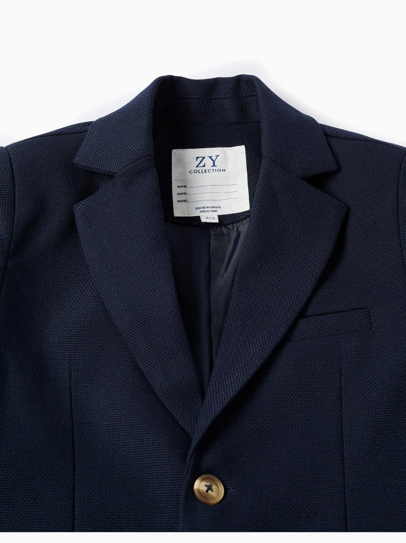 Americana de piqué con bolsillos con solapa Azul oscuro - Kiabi
