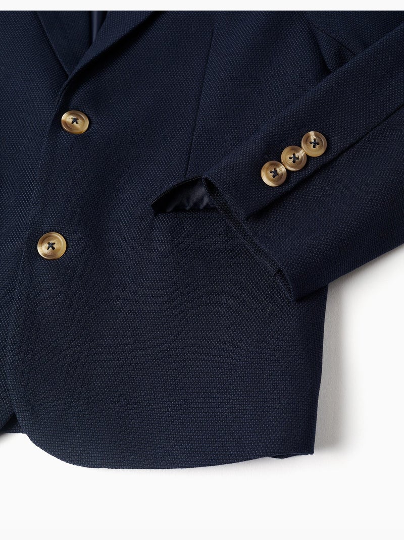 Americana de piqué con bolsillos con solapa Azul oscuro - Kiabi