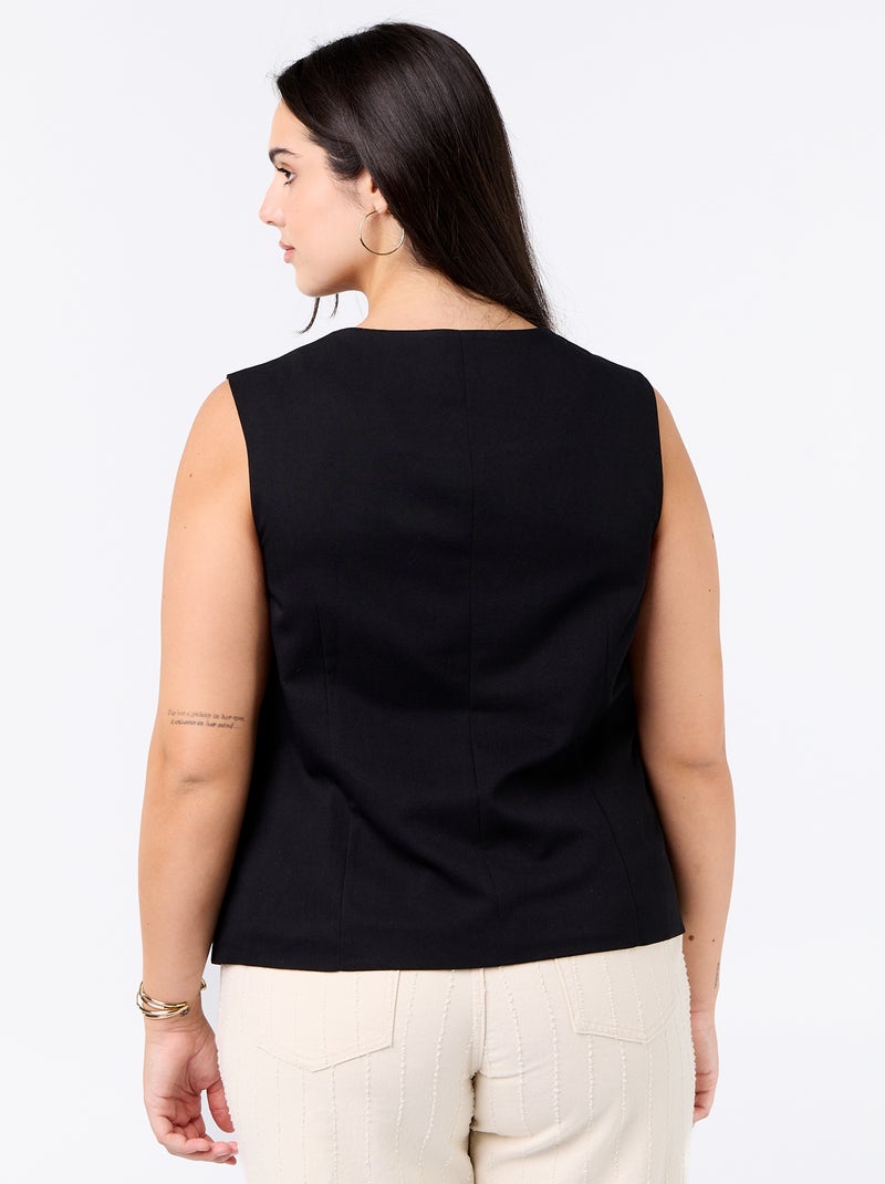 Americana de traje sin mangas lisa Negro - Kiabi