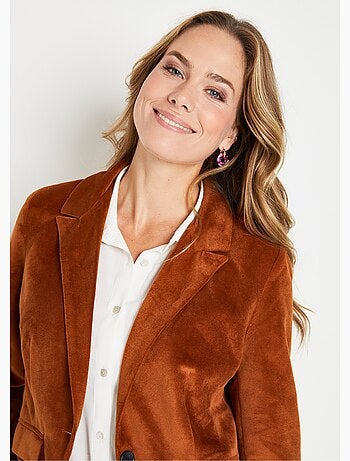 Americana recta lisa de terciopelo con cuello sastre - AFIBEL