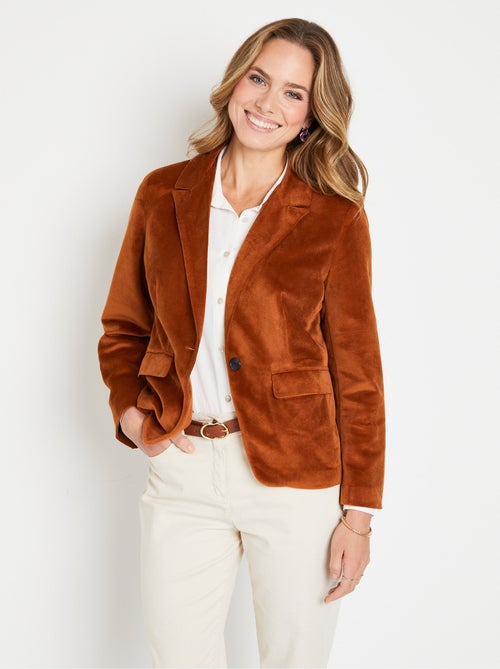 Americana recta de terciopelo liso con cuello sastre - AFIBEL - Kiabi