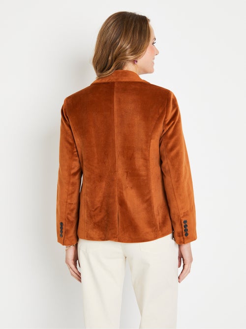 Americana recta de terciopelo liso con cuello sastre - AFIBEL - Kiabi