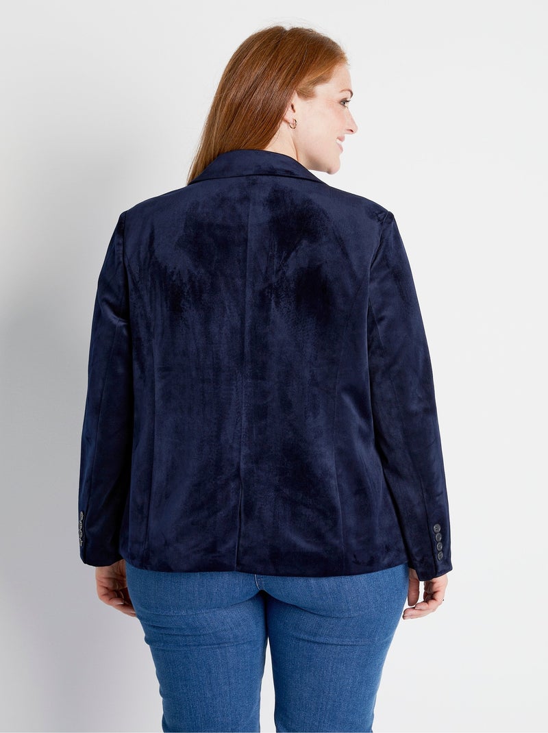 Americana recta lisa de terciopelo con cuello sastre - AFIBEL Azul - Kiabi