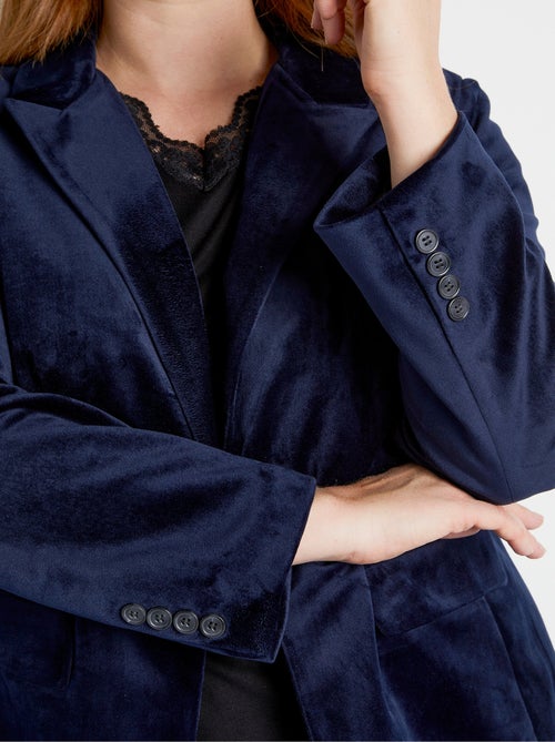 Americana recta lisa de terciopelo con cuello sastre - AFIBEL - Kiabi