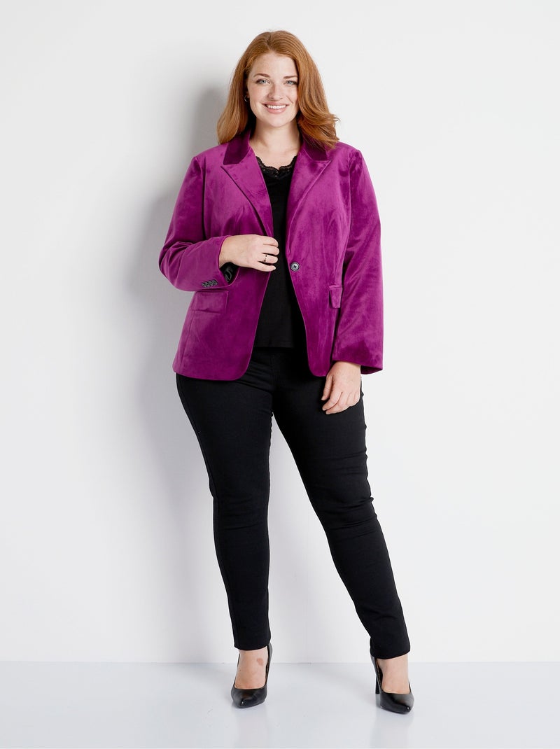 Americana recta lisa de terciopelo con cuello sastre - AFIBEL Violeta - Kiabi