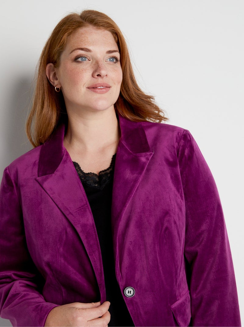 Americana recta lisa de terciopelo con cuello sastre - AFIBEL Violeta - Kiabi