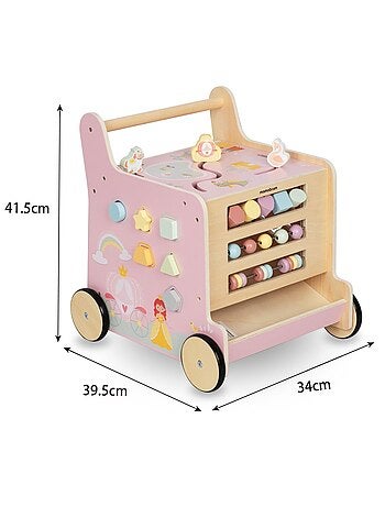 Andador de madera 2 en 1 con cubo educativo – juguete de aprendizaje infantil