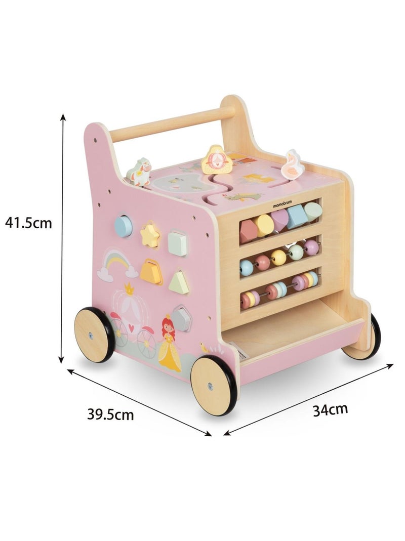 Andador de madera 2 en 1 con cubo educativo – juguete de aprendizaje infantil Rosa - Kiabi