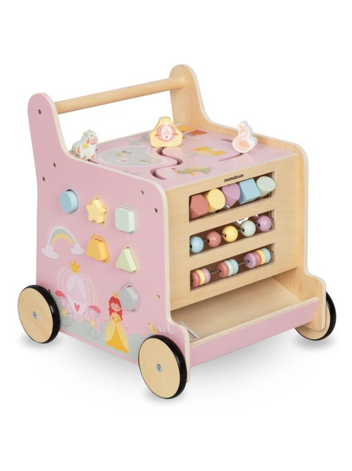 Andador de madera 2 en 1 con cubo educativo rosa – juguete de aprendizaje infantil - Kiabi