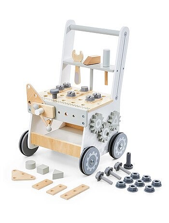 Andador de madera 3 en 1 con actividades educativas – Centro de juegos y aprendizaje para bebés