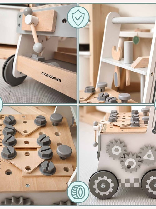 Andador de madera 3 en 1 con actividades educativas – Centro de juegos y aprendizaje para bebés - Kiabi Andador de madera 3 en 1 con actividades educativas – Centro de juegos y aprendizaje para bebés - Kiabi