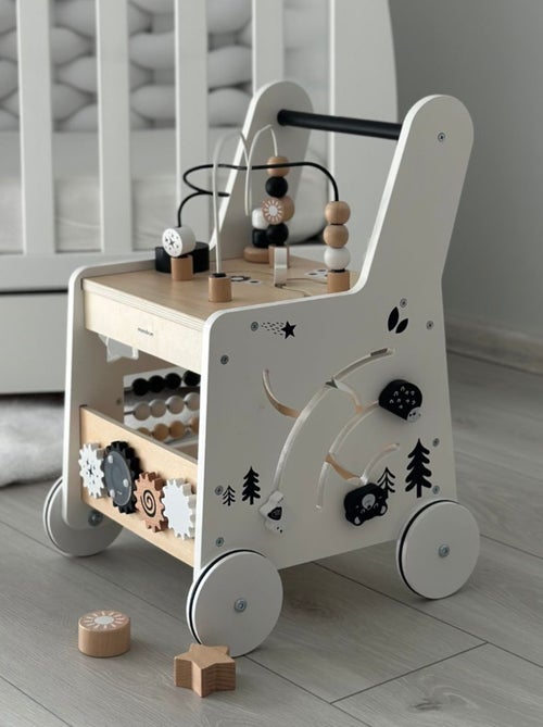 Andador de madera 6 en 1 con mesa educativa, juguete evolutivo para primeros pasos bebé - Kiabi
