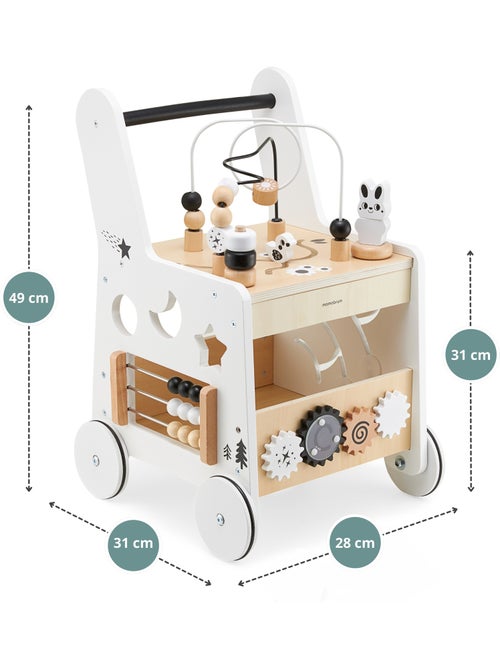 Andador de madera 6 en 1 con mesa educativa, juguete evolutivo para primeros pasos bebé - Kiabi