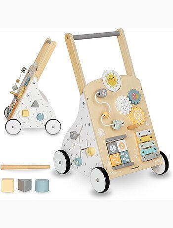 Andador de madera 8 en 1 para bebé con actividades, aprendizaje y correpasillos evolutivo