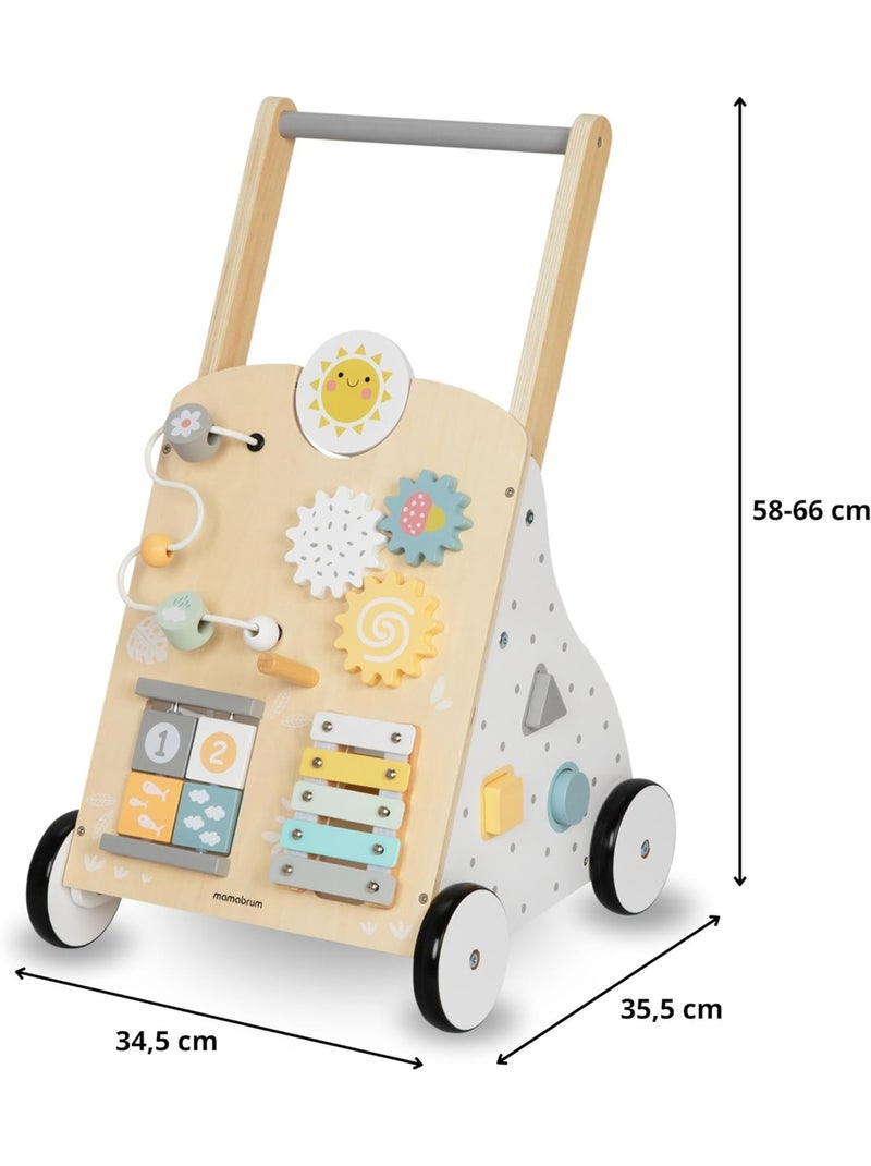 Andador de madera 8 en 1 para bebé con actividades, aprendizaje y correpasillos evolutivo Blanco - Kiabi